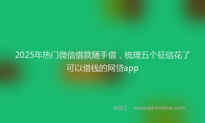 2025年热门微信借款随手借，梳理五个征信花了可以借钱的网贷app