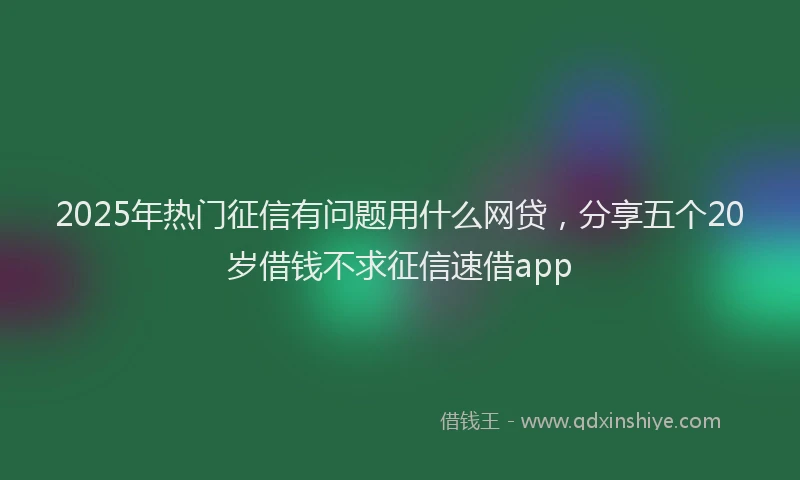 2025年热门征信有问题用什么网贷，分享五个20岁借钱不求征信速借app