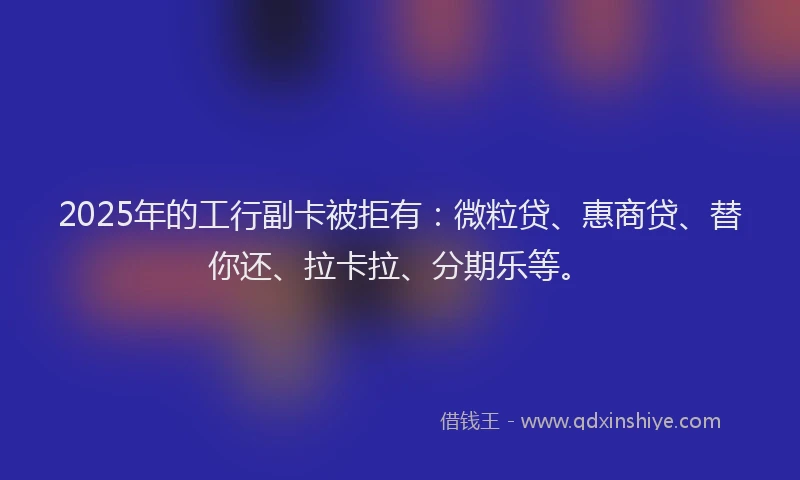 2025年的工行副卡被拒有：微粒贷、惠商贷、替你还、拉卡拉、分期乐等。
