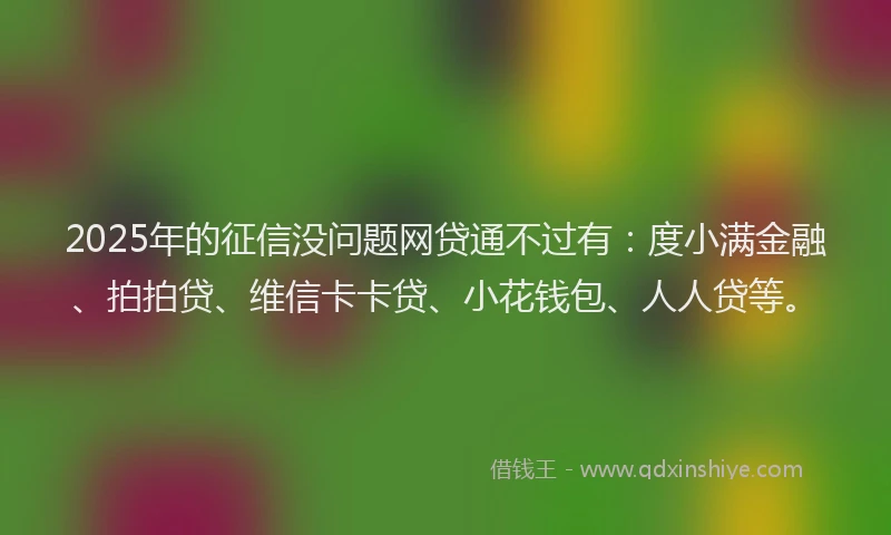 2025年的征信没问题网贷通不过有：度小满金融、拍拍贷、维信卡卡贷、小花钱包、人人贷等。