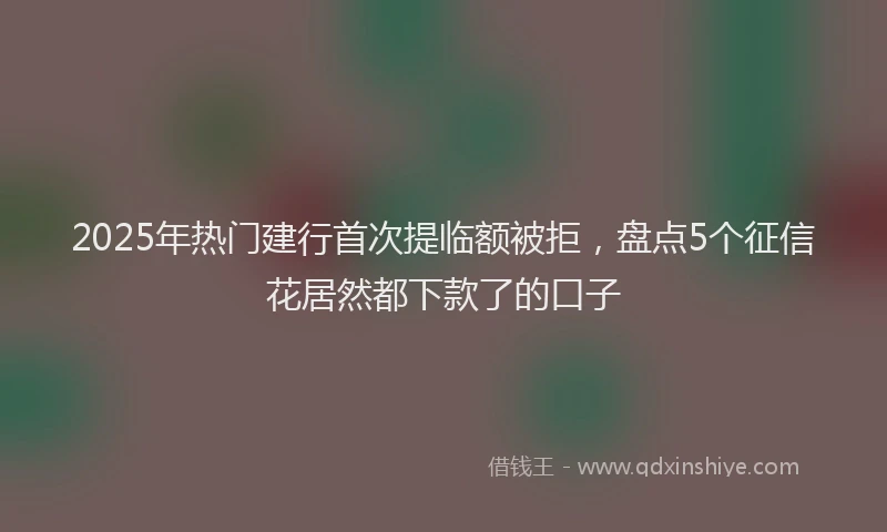 2025年热门建行首次提临额被拒，盘点5个征信花居然都下款了的口子