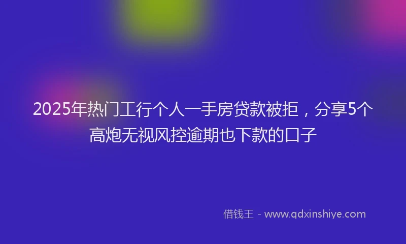 2025年热门工行个人一手房贷款被拒，分享5个高炮无视风控逾期也下款的口子