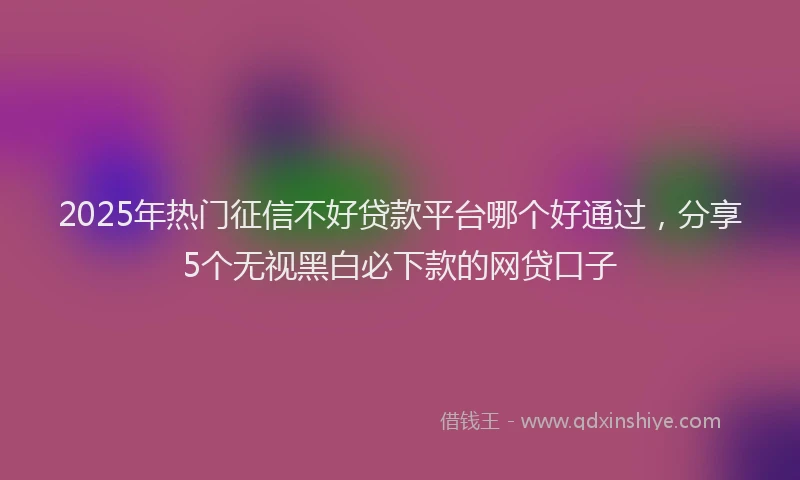 2025年热门征信不好贷款平台哪个好通过，分享5个无视黑白必下款的网贷口子