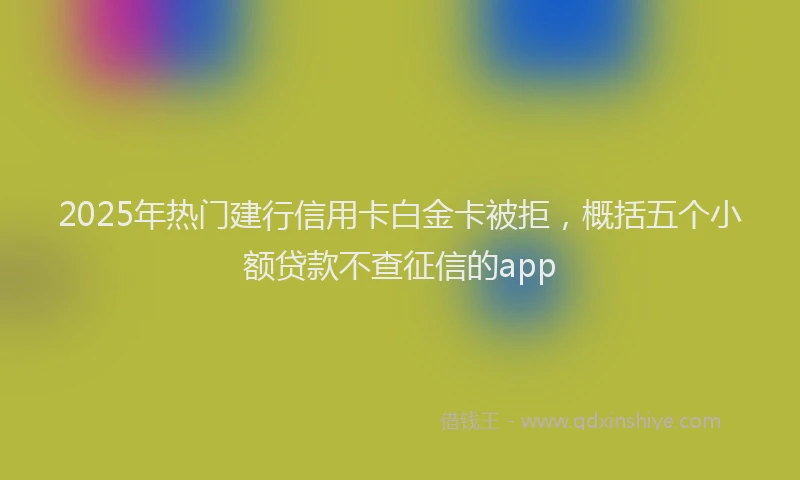 2025年热门建行信用卡白金卡被拒，概括五个小额贷款不查征信的app