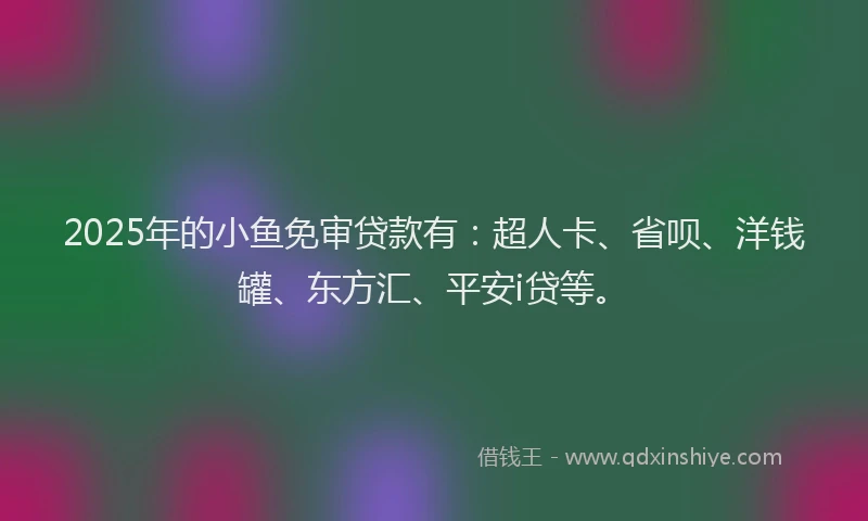 2025年的小鱼免审贷款有：超人卡、省呗、洋钱罐、东方汇、平安i贷等。