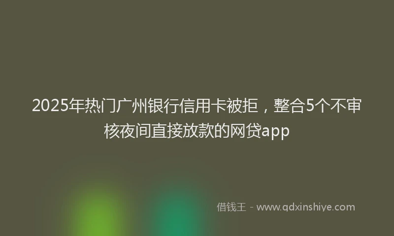 2025年热门广州银行信用卡被拒，整合5个不审核夜间直接放款的网贷app