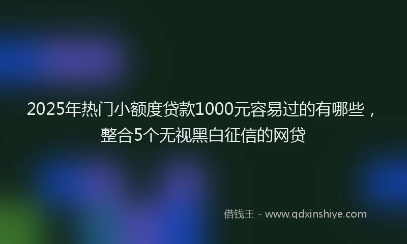2025年热门小额度贷款1000元容易过的有哪些，整合5个无视黑白征信的网贷