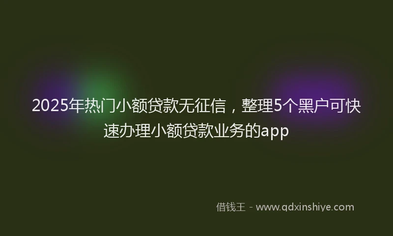 2025年热门小额贷款无征信，整理5个黑户可快速办理小额贷款业务的app
