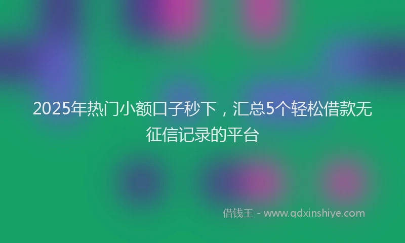 2025年热门小额口子秒下，汇总5个轻松借款无征信记录的平台