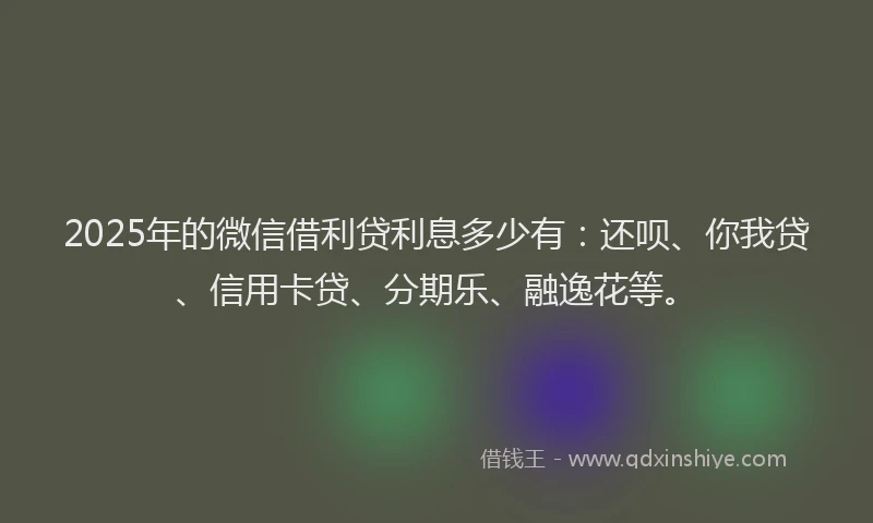 2025年的微信借利贷利息多少有：还呗、你我贷、信用卡贷、分期乐、融逸花等。