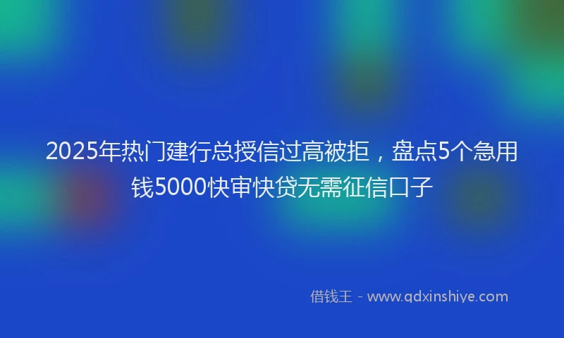 2025年热门建行总授信过高被拒，盘点5个急用钱5000快审快贷无需征信口子