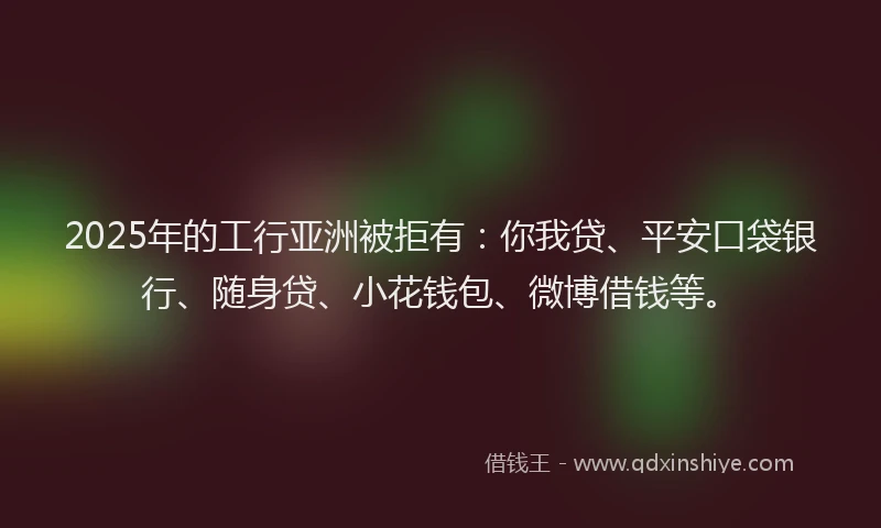 2025年的工行亚洲被拒有：你我贷、平安口袋银行、随身贷、小花钱包、微博借钱等。