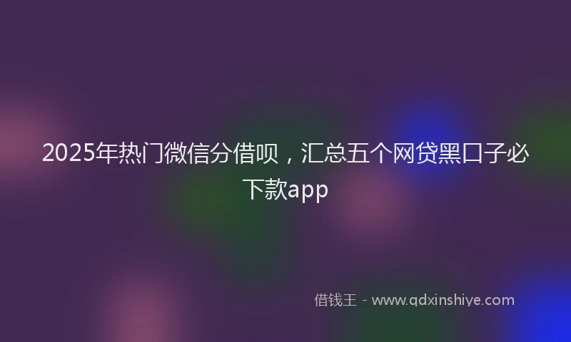2025年热门微信分借呗，汇总五个网贷黑口子必下款app