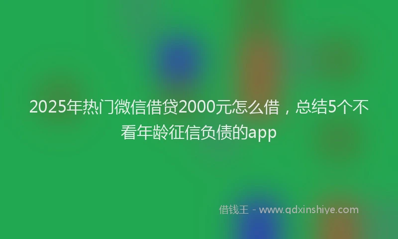 2025年热门微信借贷2000元怎么借，总结5个不看年龄征信负债的app