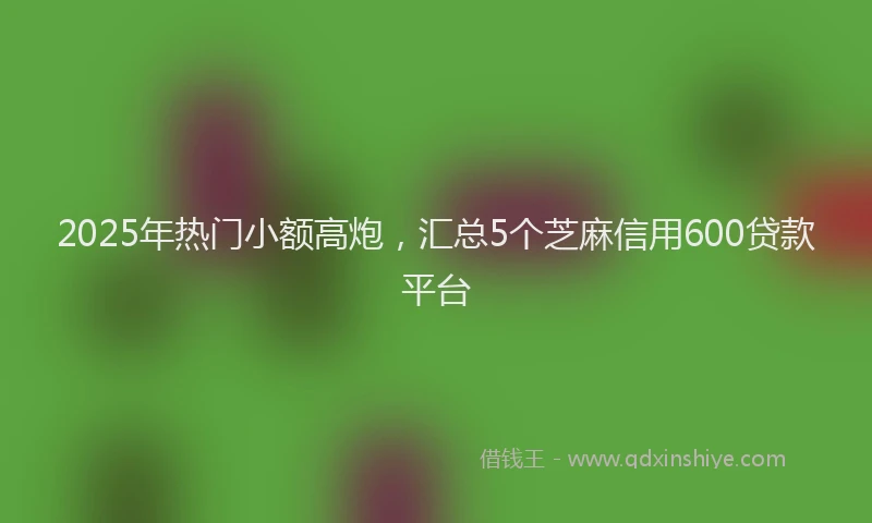2025年热门小额高炮，汇总5个芝麻信用600贷款平台