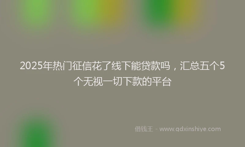 2025年热门征信花了线下能贷款吗，汇总五个5个无视一切下款的平台
