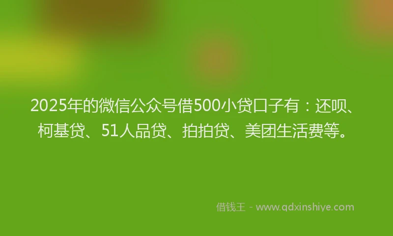 2025年的微信公众号借500小贷口子有：还呗、柯基贷、51人品贷、拍拍贷、美团生活费等。