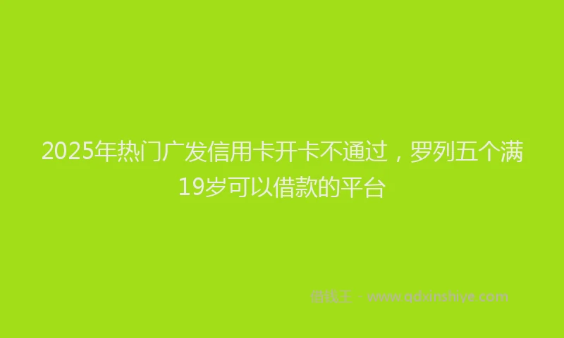2025年热门广发信用卡开卡不通过，罗列五个满19岁可以借款的平台