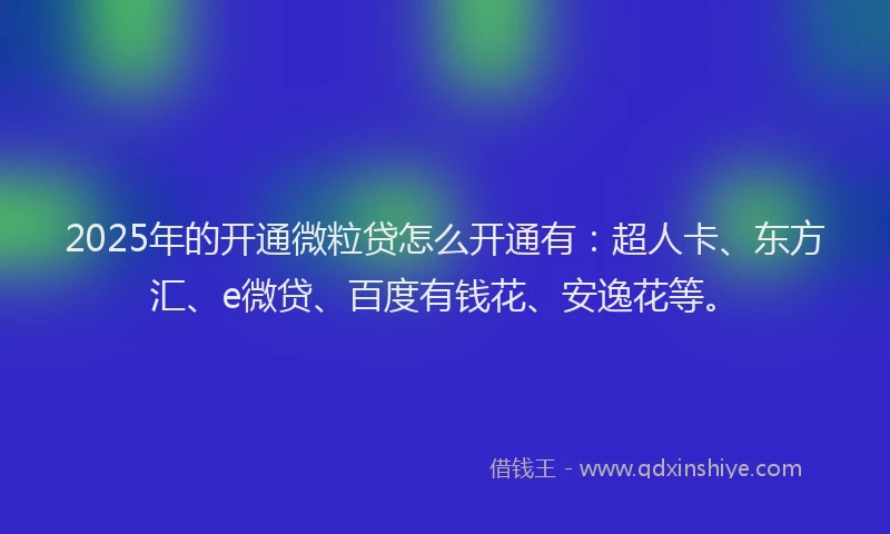 2025年的开通微粒贷怎么开通有：超人卡、东方汇、e微贷、百度有钱花、安逸花等。