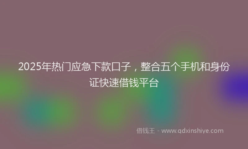 2025年热门应急下款口子，整合五个手机和身份证快速借钱平台
