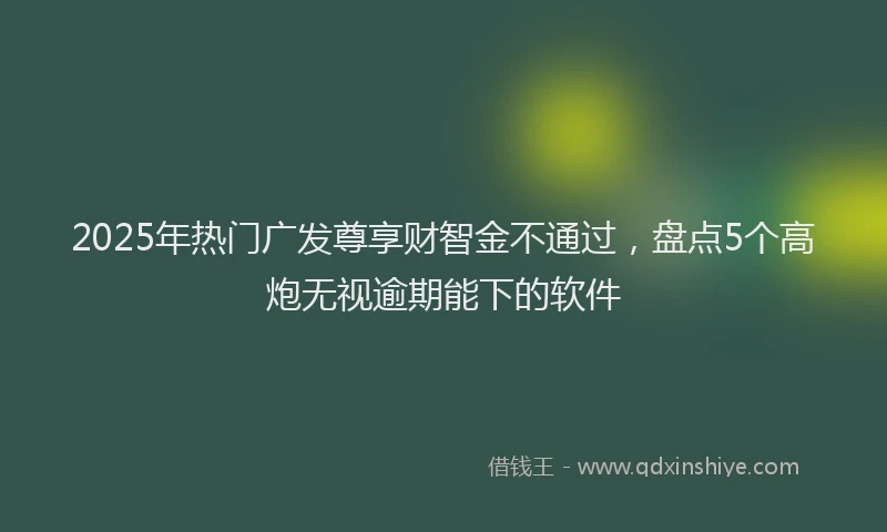 2025年热门广发尊享财智金不通过，盘点5个高炮无视逾期能下的软件