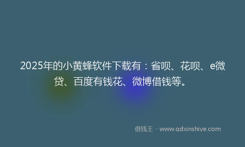 2025年的小黄蜂软件下载有：省呗、花呗、e微贷、百度有钱花、微博借钱等。
