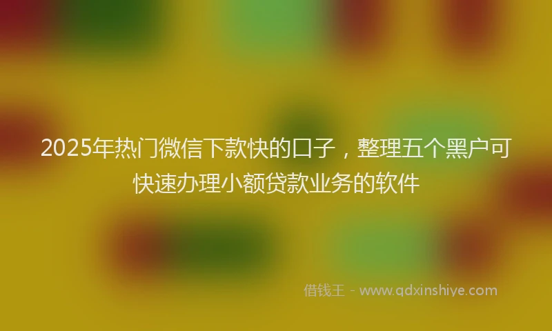 2025年热门微信下款快的口子，整理五个黑户可快速办理小额贷款业务的软件