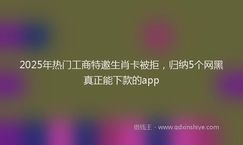 2025年热门工商特邀生肖卡被拒，归纳5个网黑真正能下款的app