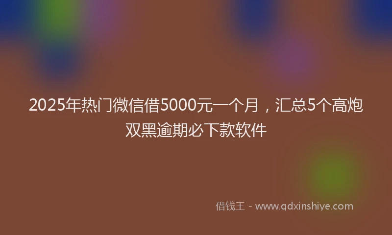 2025年热门微信借5000元一个月，汇总5个高炮双黑逾期必下款软件