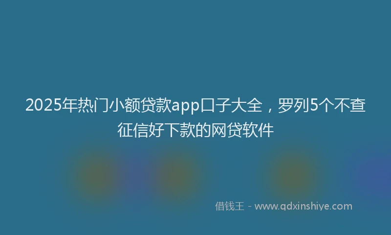 2025年热门小额贷款app口子大全，罗列5个不查征信好下款的网贷软件