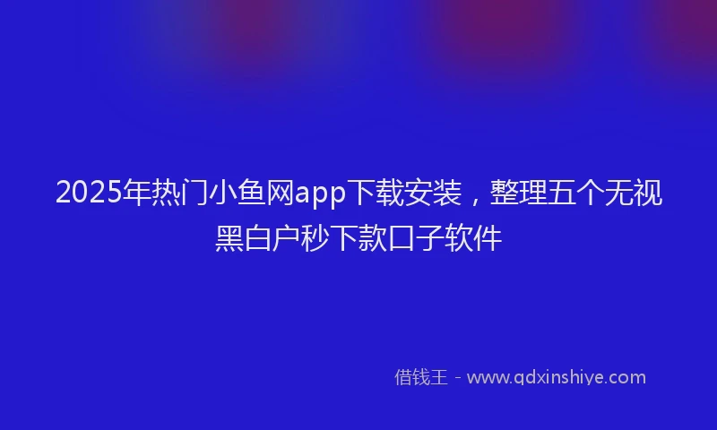 2025年热门小鱼网app下载安装，整理五个无视黑白户秒下款口子软件