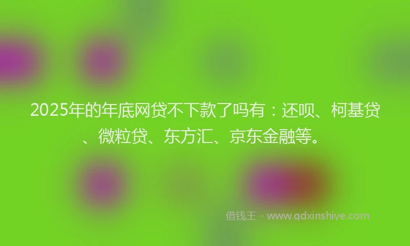 2025年的年底网贷不下款了吗有：还呗、柯基贷、微粒贷、东方汇、京东金融等。