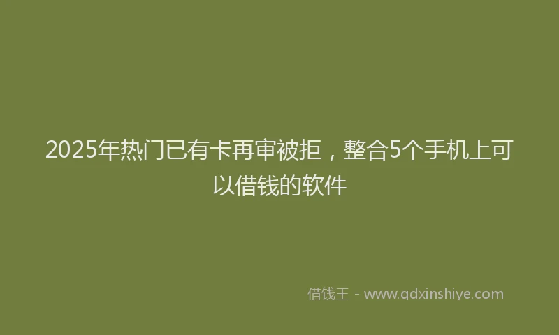 2025年热门已有卡再审被拒，整合5个手机上可以借钱的软件