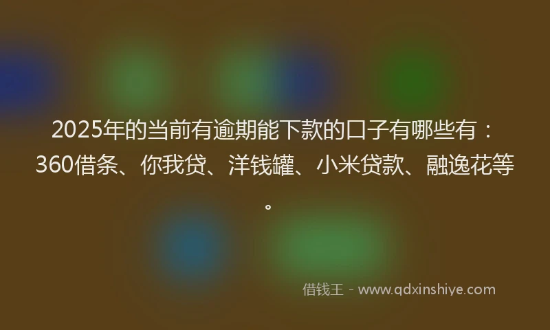 2025年的当前有逾期能下款的口子有哪些有：360借条、你我贷、洋钱罐、小米贷款、融逸花等。