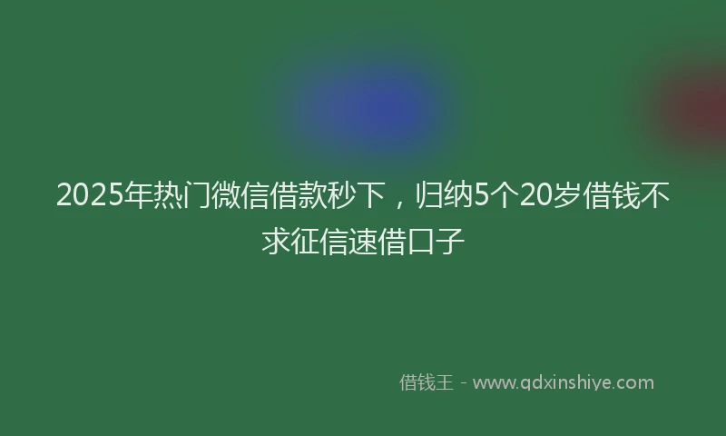 2025年热门微信借款秒下，归纳5个20岁借钱不求征信速借口子