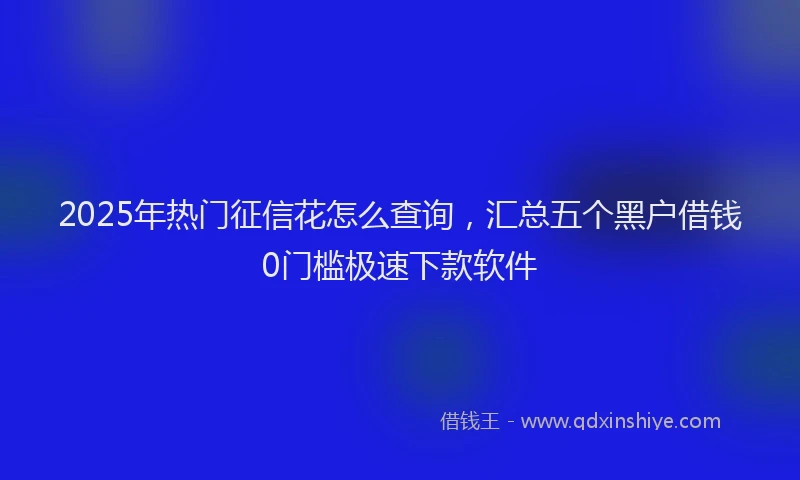 2025年热门征信花怎么查询，汇总五个黑户借钱0门槛极速下款软件