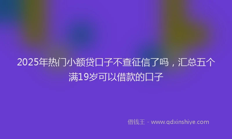 2025年热门小额贷口子不查征信了吗，汇总五个满19岁可以借款的口子