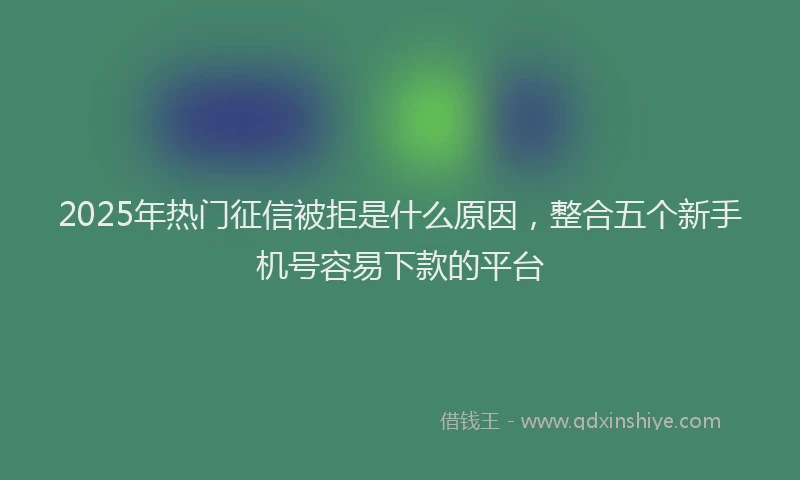 2025年热门征信被拒是什么原因，整合五个新手机号容易下款的平台