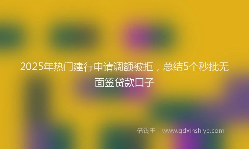2025年热门建行申请调额被拒，总结5个秒批无面签贷款口子