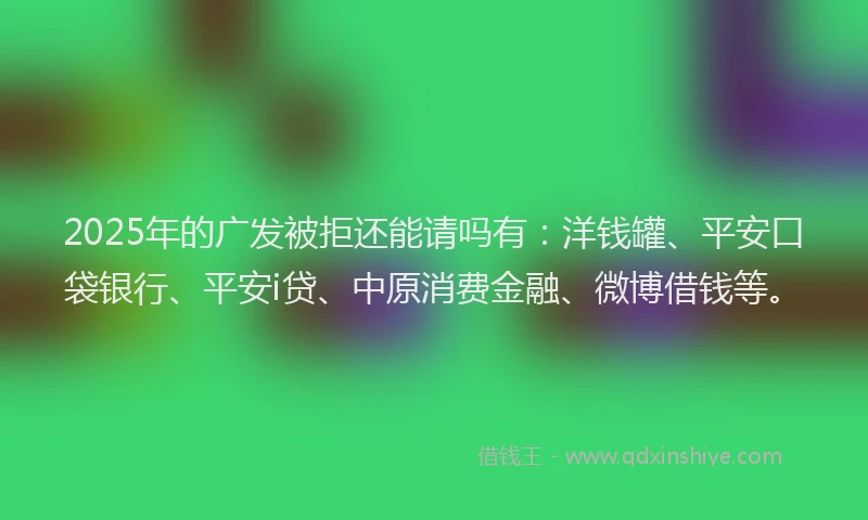 2025年的广发被拒还能请吗有:洋钱罐、平安口袋银行、平安i贷、中原消费金融、微博借钱等。