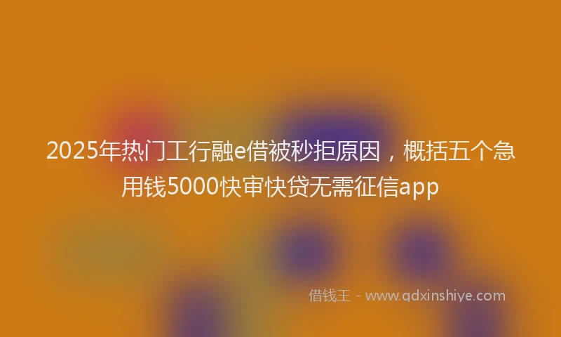 2025年热门工行融e借被秒拒原因，概括五个急用钱5000快审快贷无需征信app