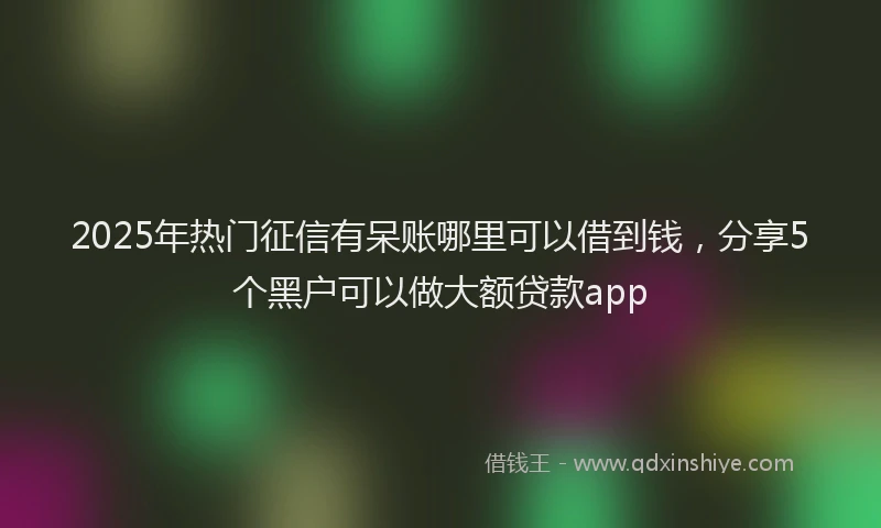 2025年热门征信有呆账哪里可以借到钱，分享5个黑户可以做大额贷款app