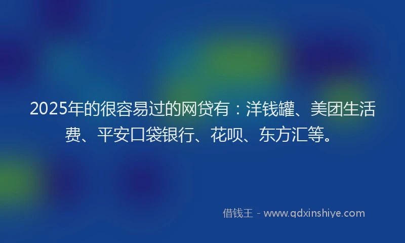 2025年的很容易过的网贷有：洋钱罐、美团生活费、平安口袋银行、花呗、东方汇等。