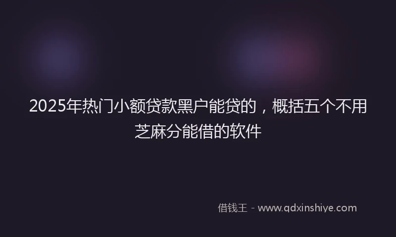 2025年热门小额贷款黑户能贷的，概括五个不用芝麻分能借的软件