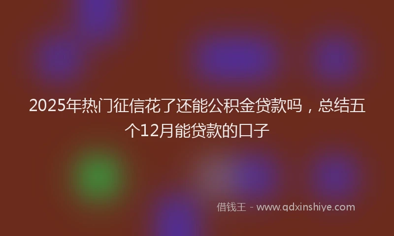 2025年热门征信花了还能公积金贷款吗，总结五个12月能贷款的口子
