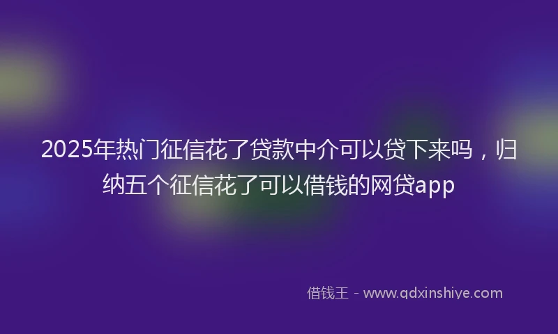 2025年热门征信花了贷款中介可以贷下来吗，归纳五个征信花了可以借钱的网贷app