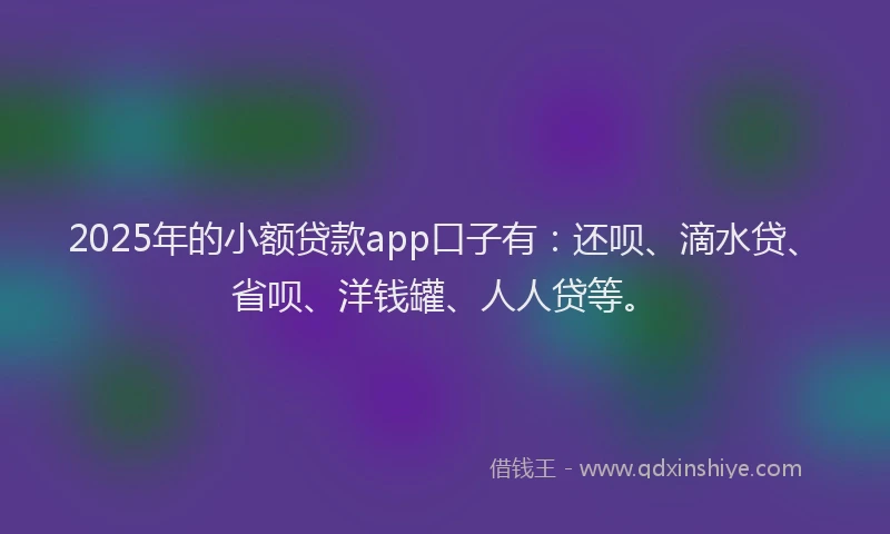 2025年的小额贷款app口子有：还呗、滴水贷、省呗、洋钱罐、人人贷等。