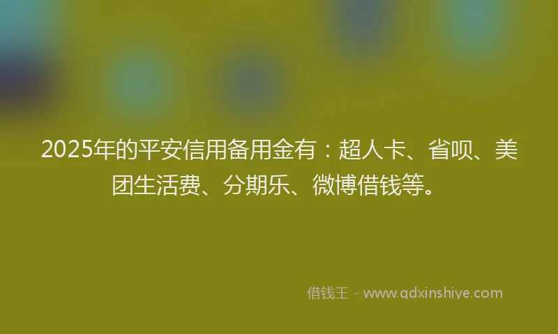 2025年的平安信用备用金有：超人卡、省呗、美团生活费、分期乐、微博借钱等。