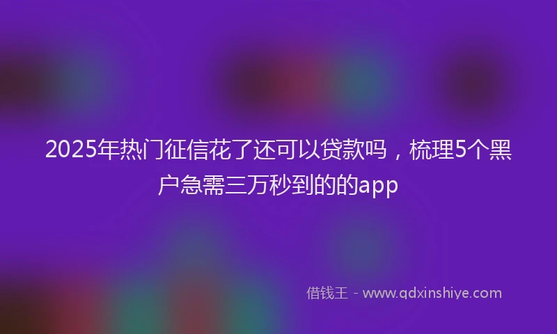 2025年热门征信花了还可以贷款吗，梳理5个黑户急需三万秒到的的app