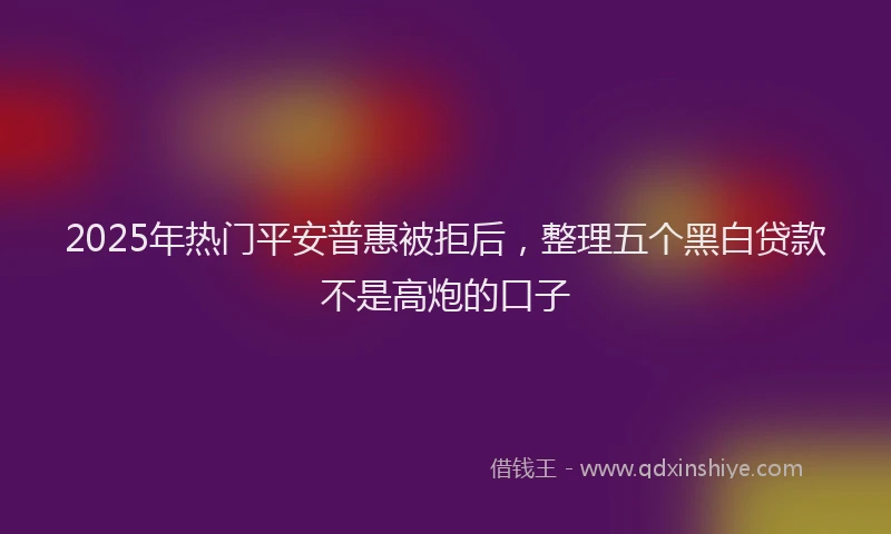 2025年热门平安普惠被拒后,整理五个黑白贷款不是高炮的口子